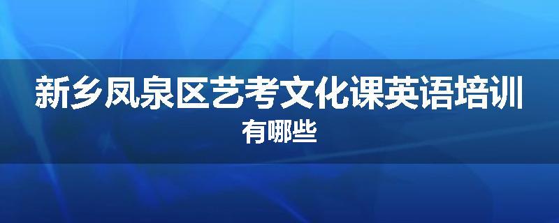 新乡凤泉区艺考文化课英语培训有哪些