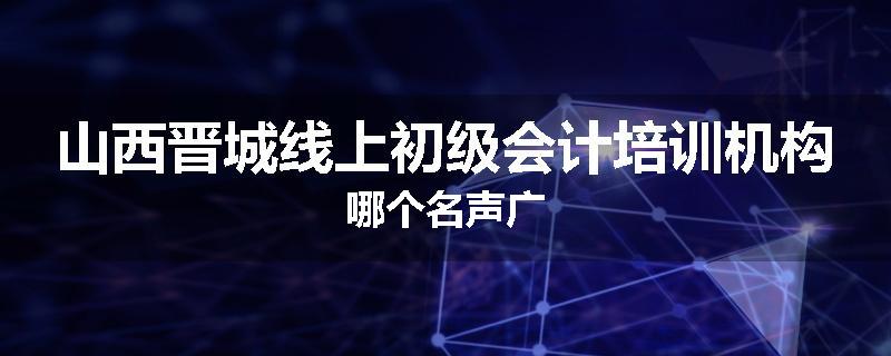 山西晋城线上初级会计培训机构哪个名声广