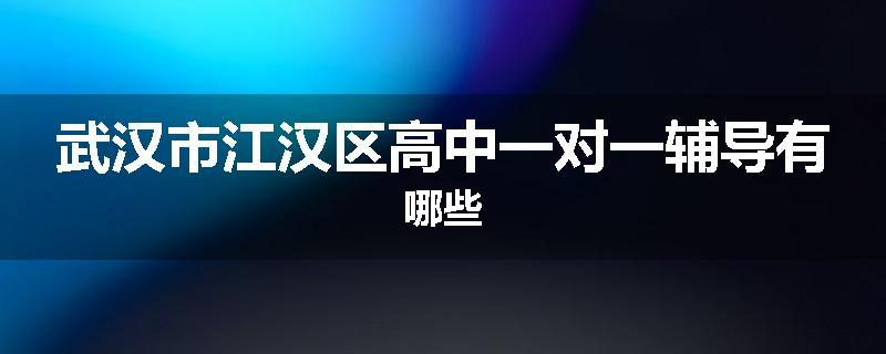 武汉市江汉区高中一对一辅导有哪些