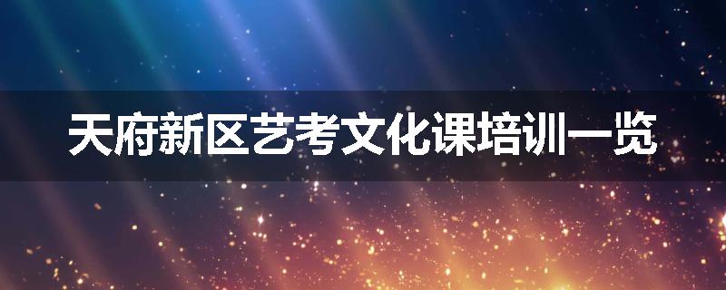 天府新区艺考文化课培训一览