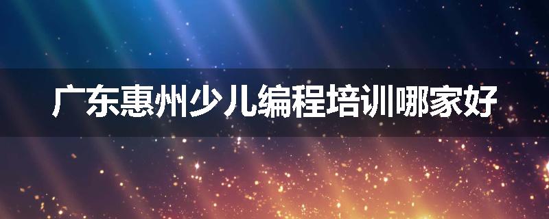 广东惠州少儿编程培训哪家好