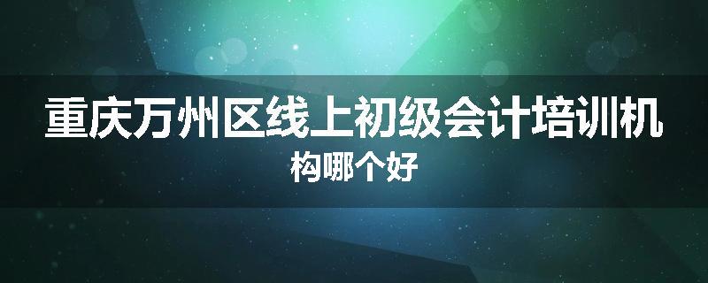 重庆万州区线上初级会计培训机构哪个好