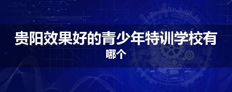 贵阳效果好的青少年特训学校有哪个