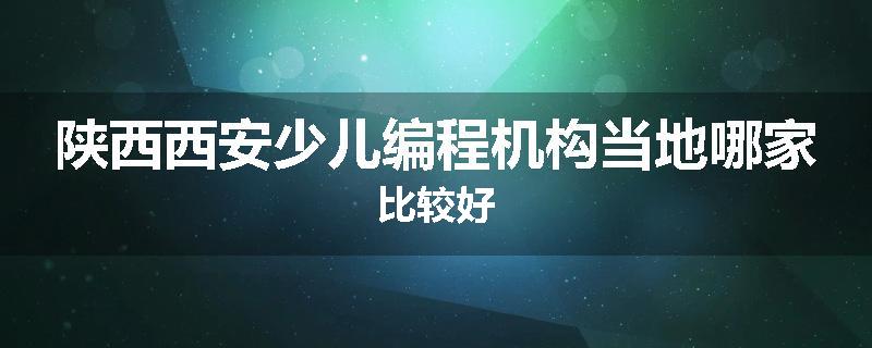陕西西安少儿编程机构当地哪家比较好
