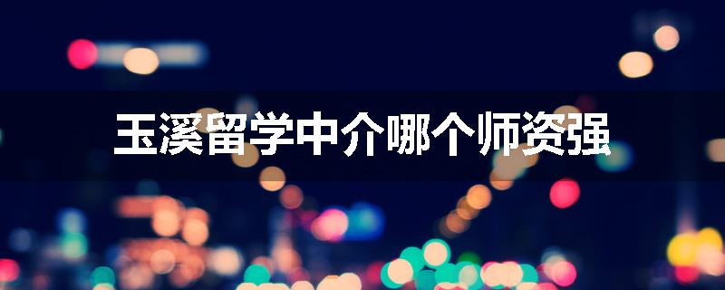 玉溪留学中介哪个师资强