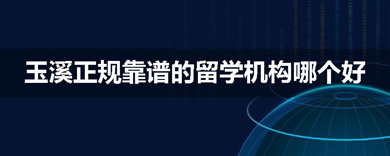 玉溪正规靠谱的留学机构哪个好