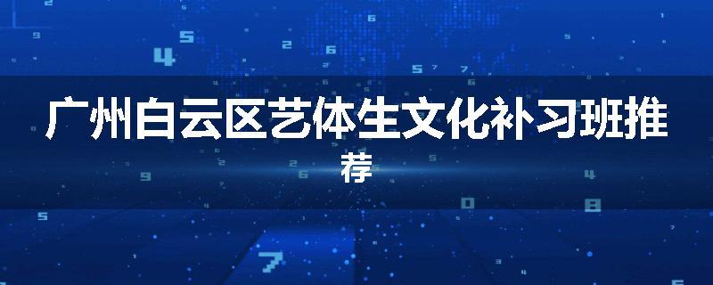 广州白云区艺体生文化补习班推荐