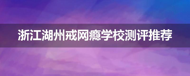 浙江湖州戒网瘾学校测评推荐