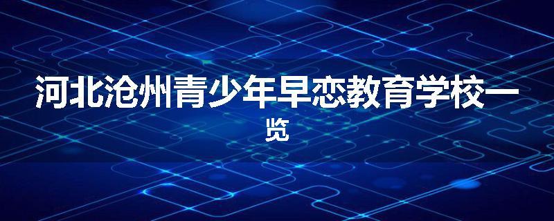 河北沧州青少年早恋教育学校一览