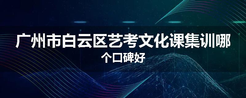 广州市白云区艺考文化课集训哪个口碑好