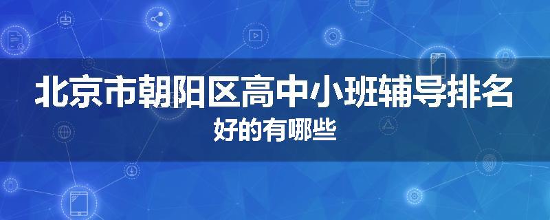 北京市朝阳区高中小班辅导排名好的有哪些