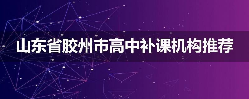 山东省胶州市高中补课机构推荐