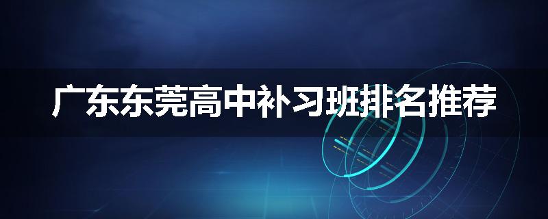 广东东莞高中补习班排名推荐