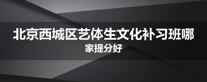 北京西城区艺体生文化补习班哪家提分好