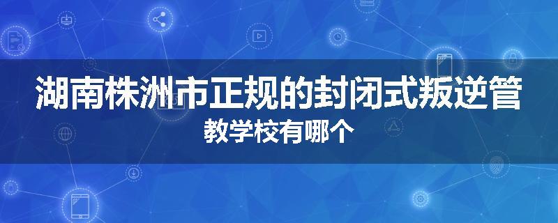 湖南株洲市正规的封闭式叛逆管教学校有哪个