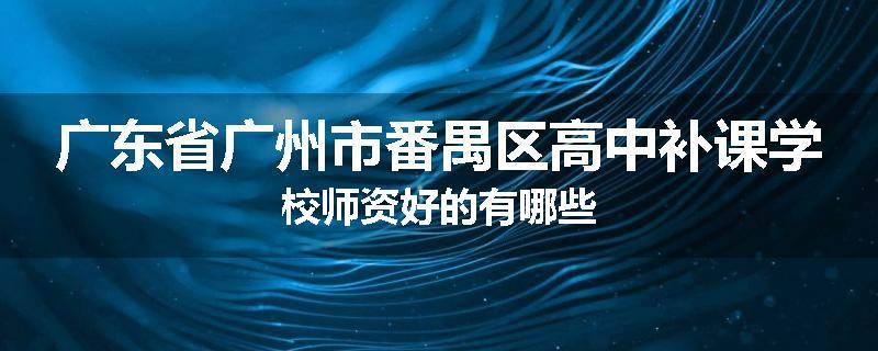 广东省广州市番禺区高中补课学校师资好的有哪些