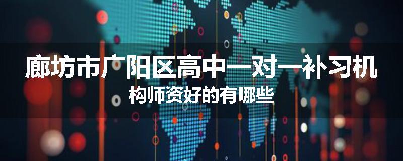 廊坊市广阳区高中一对一补习机构师资好的有哪些