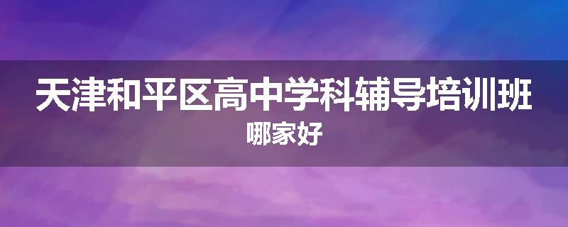 天津和平区高中学科辅导培训班哪家好