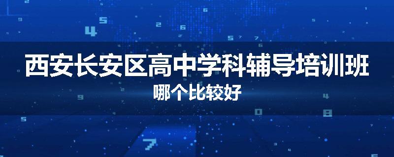 西安长安区高中学科辅导培训班哪个比较好