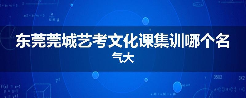 东莞莞城艺考文化课集训哪个名气大