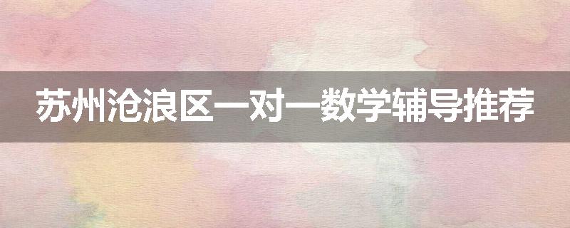 苏州沧浪区一对一数学辅导推荐