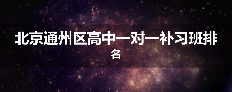 北京通州区高中一对一补习班排名