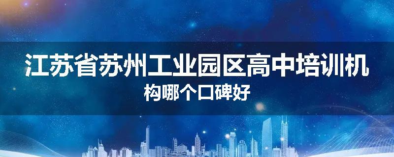 江苏省苏州工业园区高中培训机构哪个口碑好