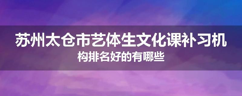 苏州太仓市艺体生文化课补习机构排名好的有哪些