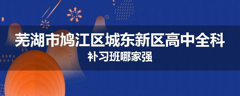 芜湖市鸠江区城东新区高中全科补习班哪家强
