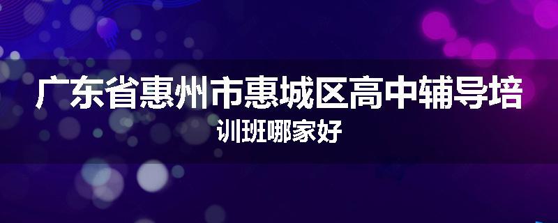 广东省惠州市惠城区高中辅导培训班哪家好