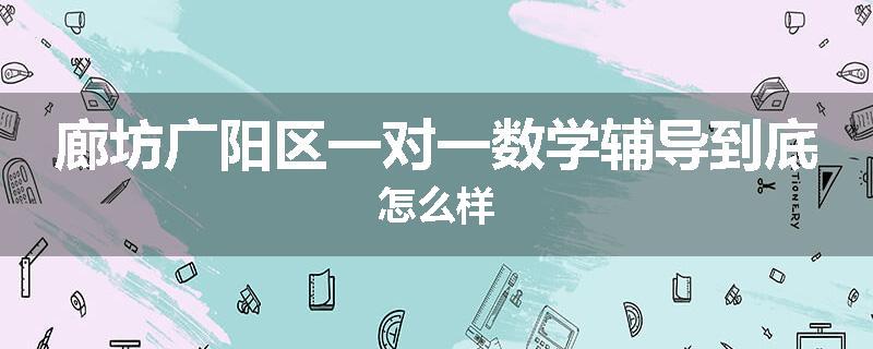 廊坊广阳区一对一数学辅导到底怎么样
