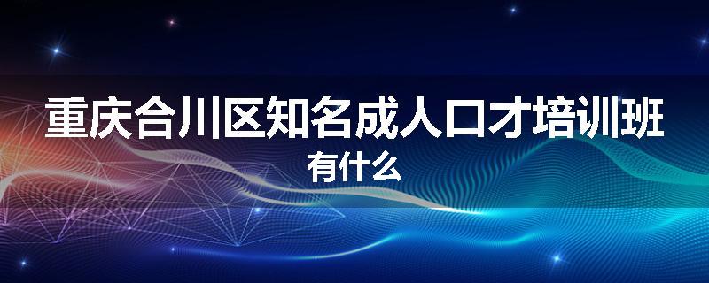 重庆合川区知名成人口才培训班有什么