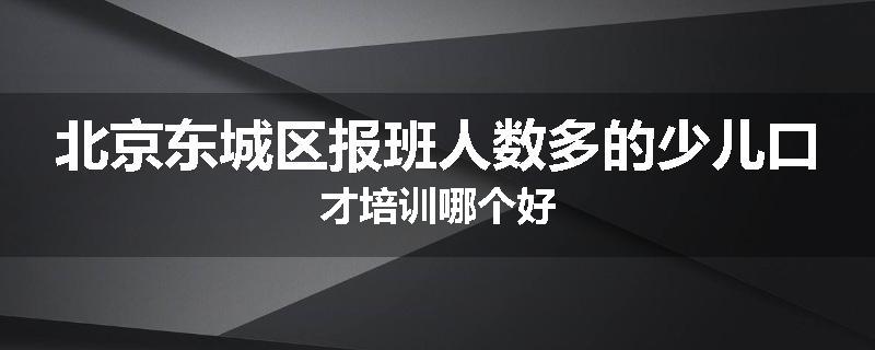 北京东城区报班人数多的少儿口才培训哪个好
