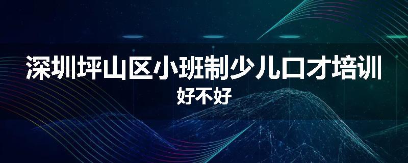 深圳坪山区小班制少儿口才培训好不好