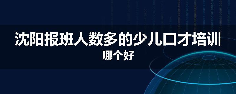 沈阳报班人数多的少儿口才培训哪个好
