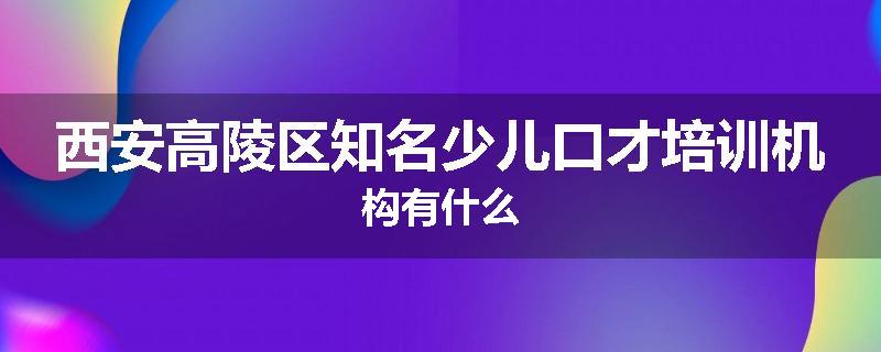 西安高陵区知名少儿口才培训机构有什么
