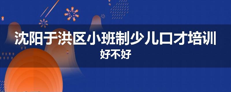 沈阳于洪区小班制少儿口才培训好不好