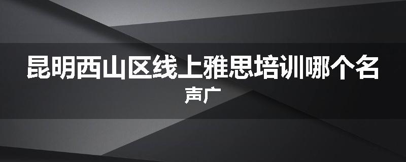 昆明西山区线上雅思培训哪个名声广
