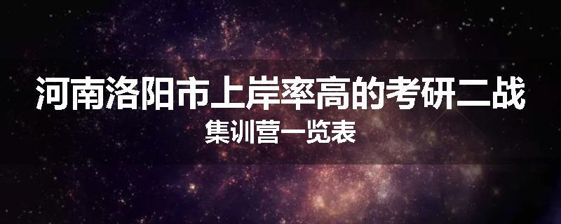 河南洛阳市上岸率高的考研二战集训营一览表