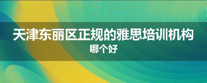 天津东丽区正规的雅思培训机构哪个好