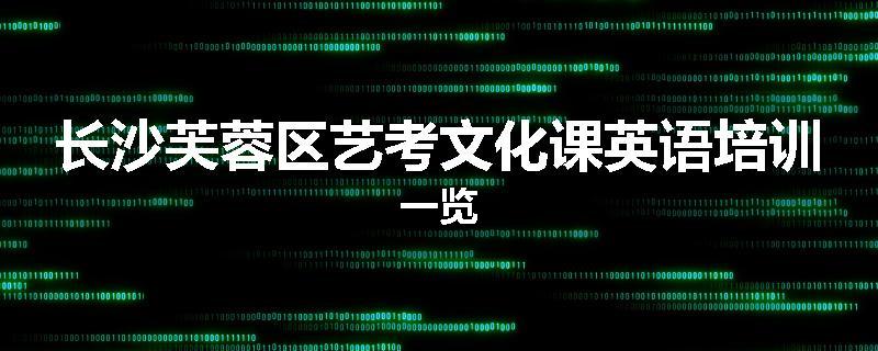 长沙芙蓉区艺考文化课英语培训一览