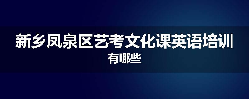 新乡凤泉区艺考文化课英语培训有哪些