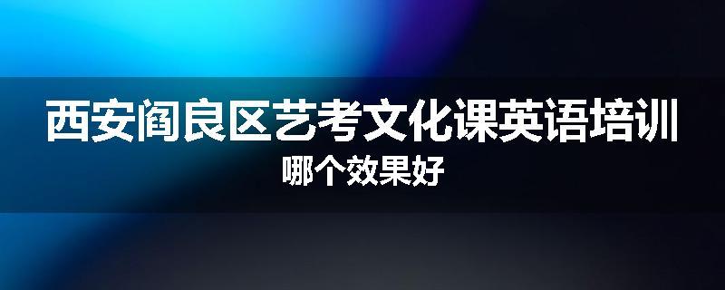 西安阎良区艺考文化课英语培训哪个效果好