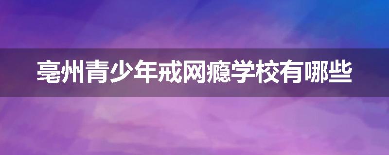 亳州青少年戒网瘾学校有哪些