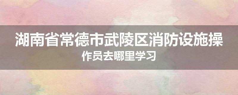 湖南省常德市武陵区消防设施操作员去哪里学习