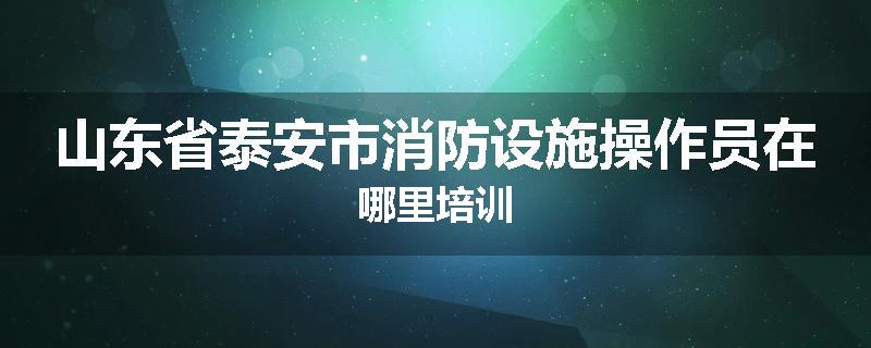 山东省泰安市消防设施操作员在哪里培训