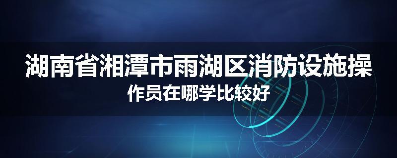 湖南省湘潭市雨湖区消防设施操作员在哪学比较好