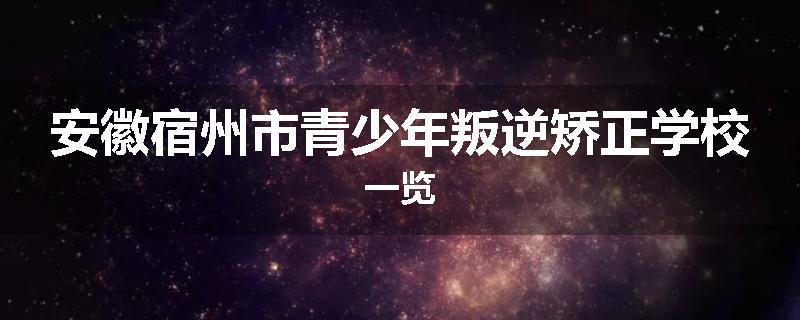 安徽宿州市青少年叛逆矫正学校一览