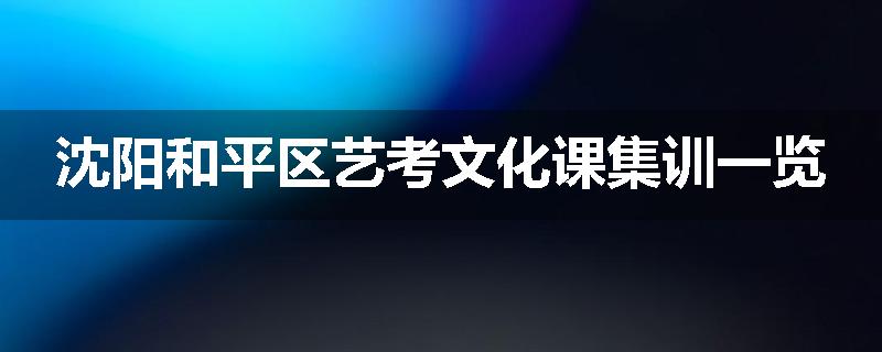 沈阳和平区艺考文化课集训一览