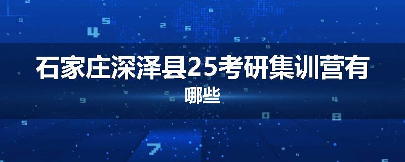 石家庄深泽县25考研集训营有哪些